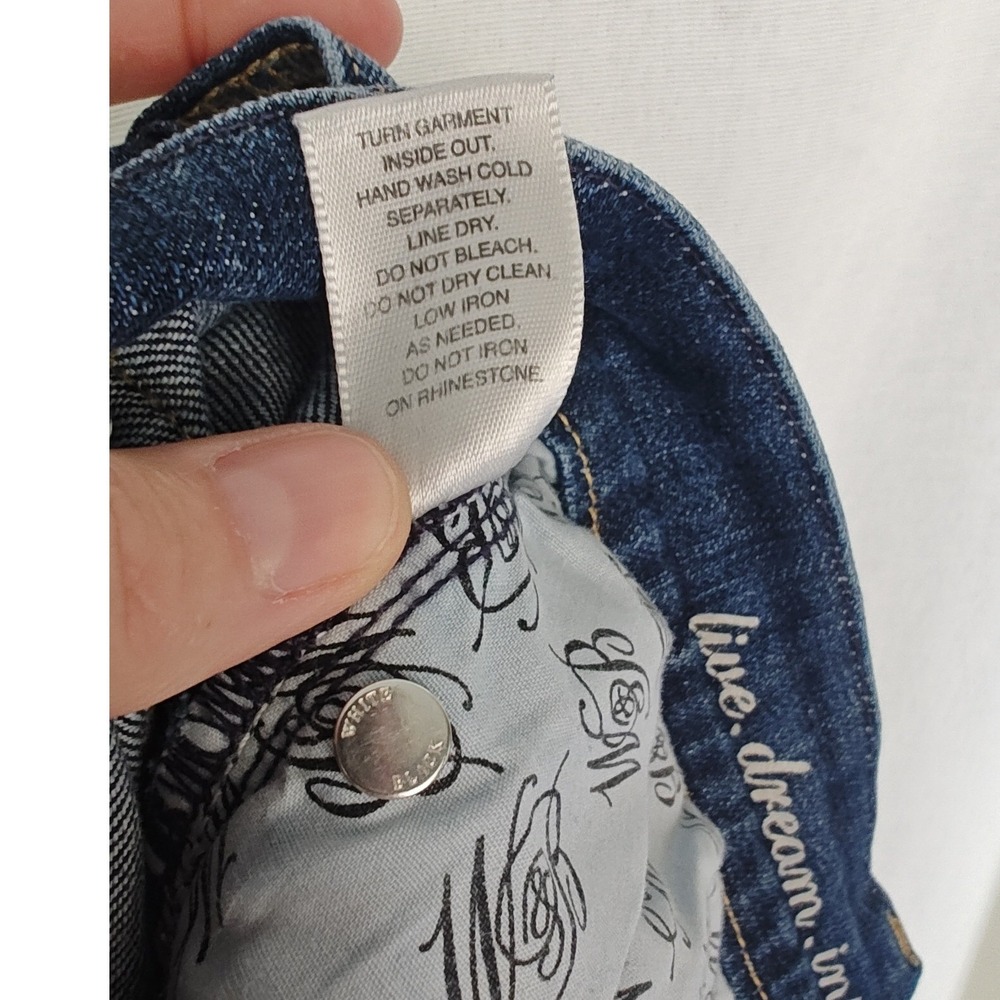 White House Black Market Noir Bootcut Jeans Blue Beaded Bling Pocket 14 - Picture 5 of 9